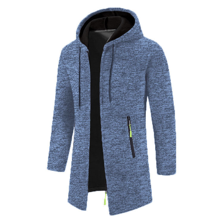 Men’s Zip Up Cardigan in Longline Hoodie Style | Warm Knitted Jumper