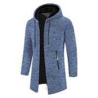 Men’s Zip Up Cardigan in Longline Hoodie Style | Warm Knitted Jumper