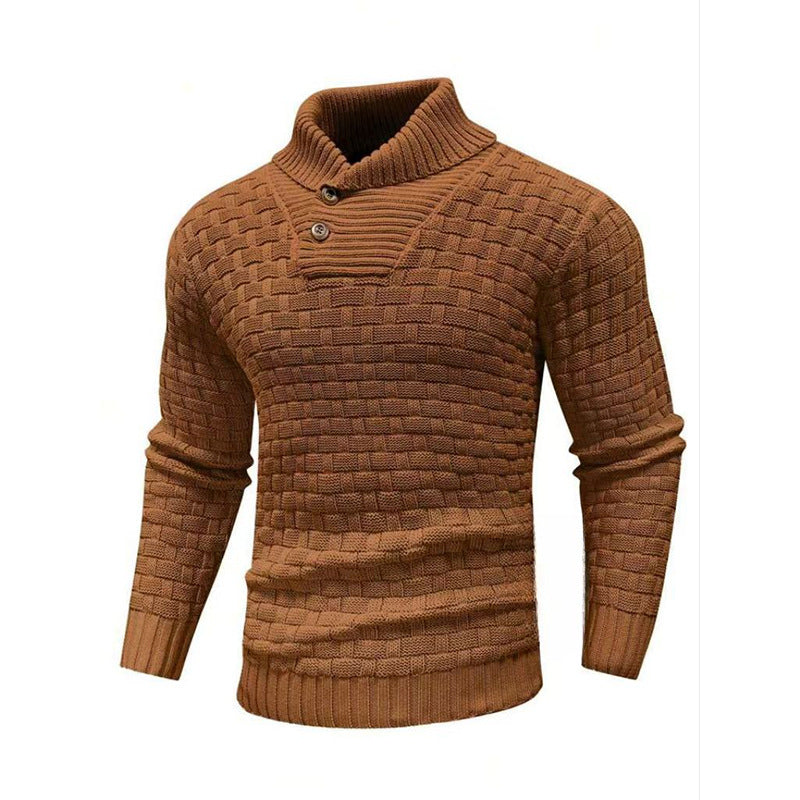 Men’s Button Neck Sweater in Textured Knit Style | Warm Pullover Jumper