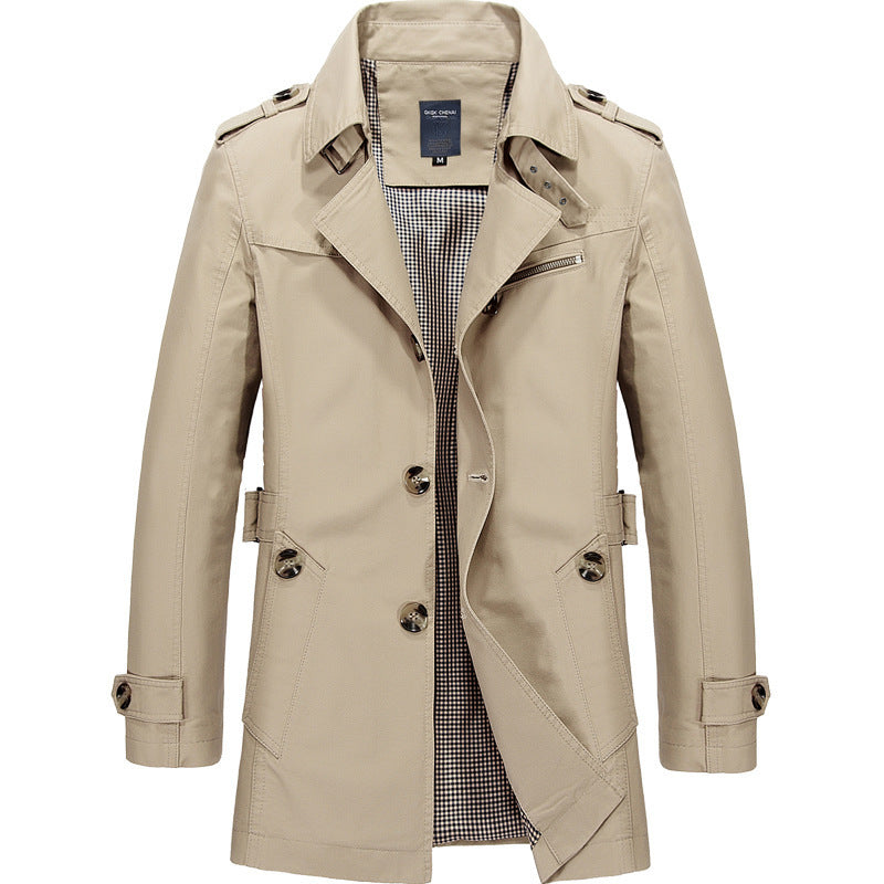 Men’s Trench Coat in Classic Long Style | Smart Casual Overcoat for All Seasons