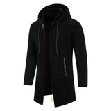 Men’s Zip Up Cardigan in Longline Hoodie Style | Warm Knitted Jumper