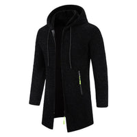 Men’s Zip Up Cardigan in Longline Hoodie Style | Warm Knitted Jumper