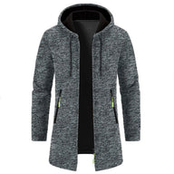 Men’s Zip Up Cardigan in Longline Hoodie Style | Warm Knitted Jumper