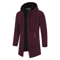 Men’s Zip Up Cardigan in Longline Hoodie Style | Warm Knitted Jumper
