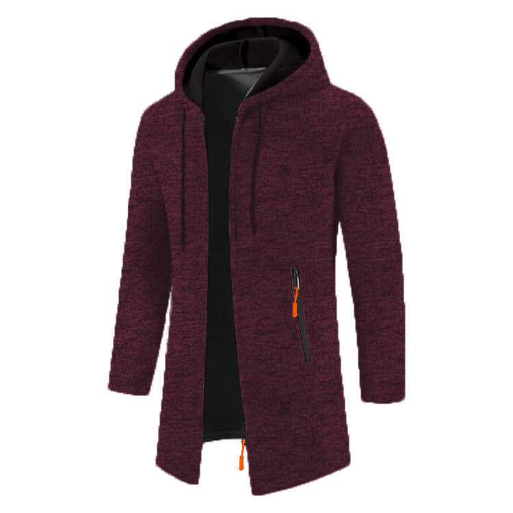 Men’s Zip Up Cardigan in Longline Hoodie Style | Warm Knitted Jumper