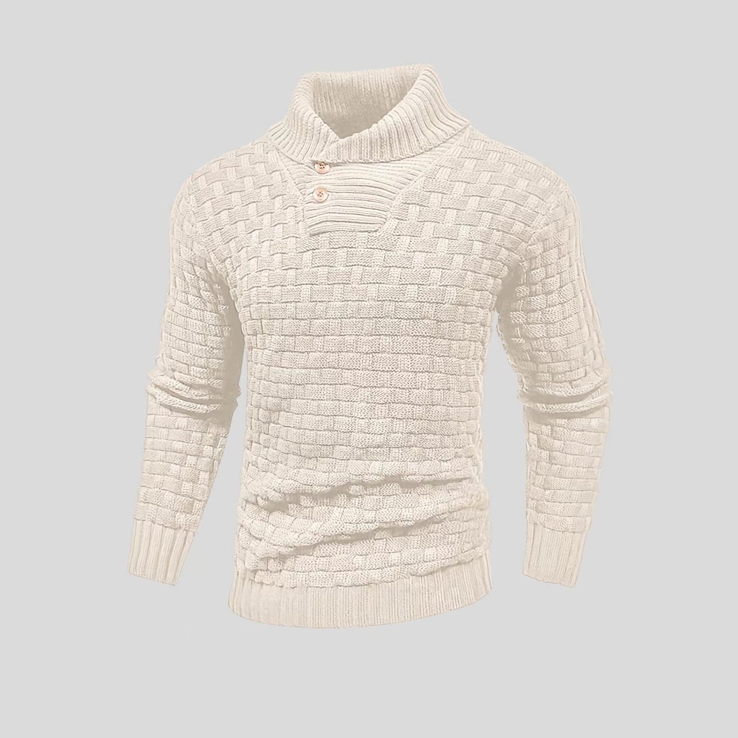 Men’s Button Neck Sweater in Textured Knit Style | Warm Pullover Jumper