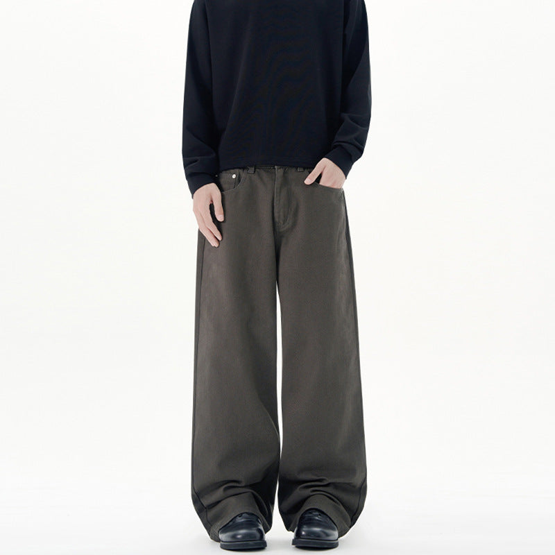 Men’s Loose Fit Jeans in Minimal Streetwear Style | Wide Leg Casual Trousers