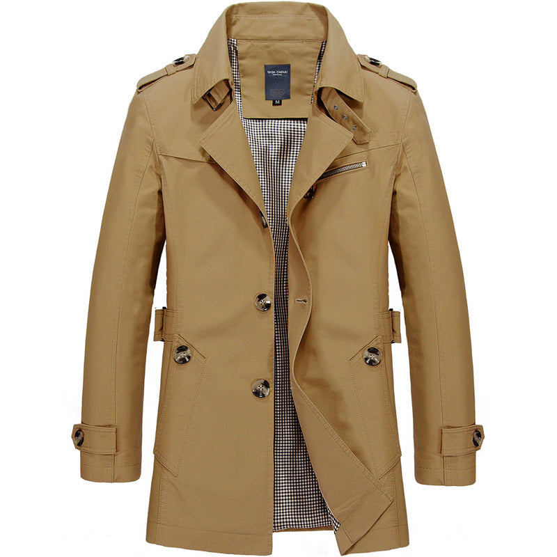 Men’s Trench Coat in Classic Long Style | Smart Casual Overcoat for All Seasons