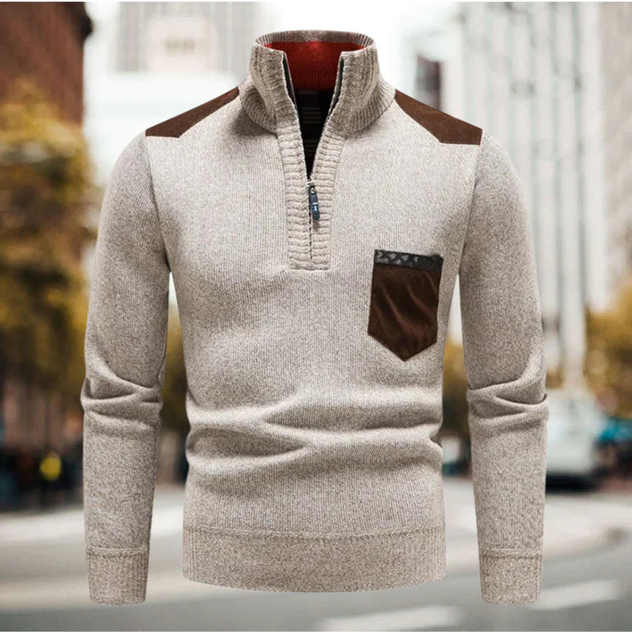 Men’s Turtleneck Pullover with Half Zip | Warm Winter Sweater