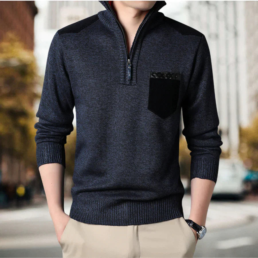 Men’s Turtleneck Pullover with Half Zip | Warm Winter Sweater