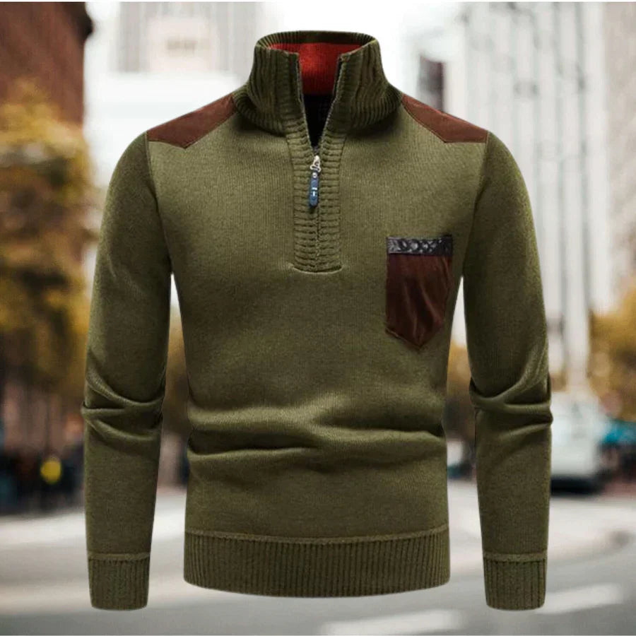 Men’s Turtleneck Pullover with Half Zip | Warm Winter Sweater