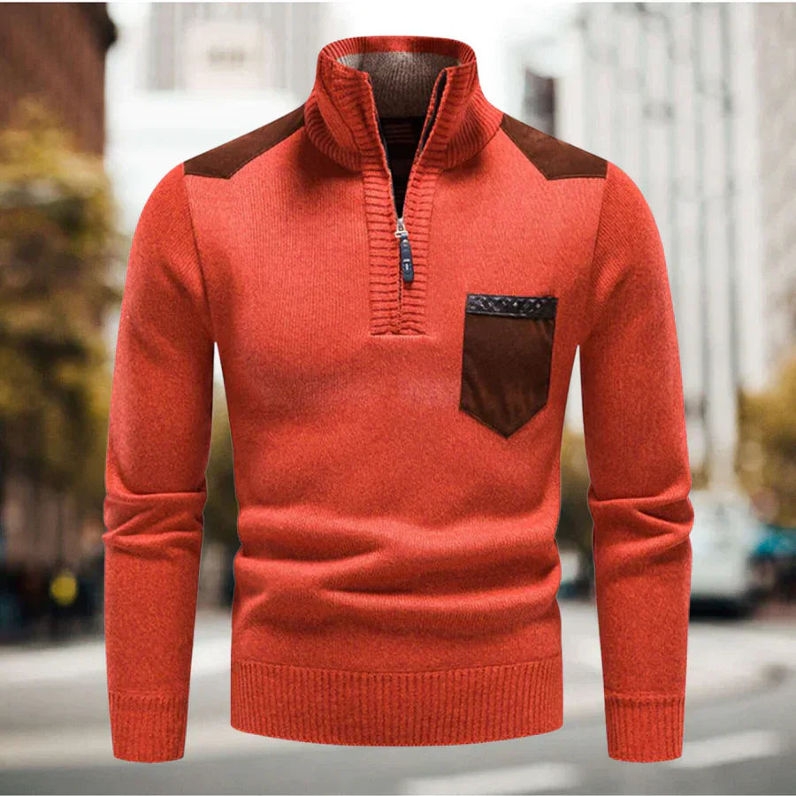 Men’s Turtleneck Pullover with Half Zip | Warm Winter Sweater
