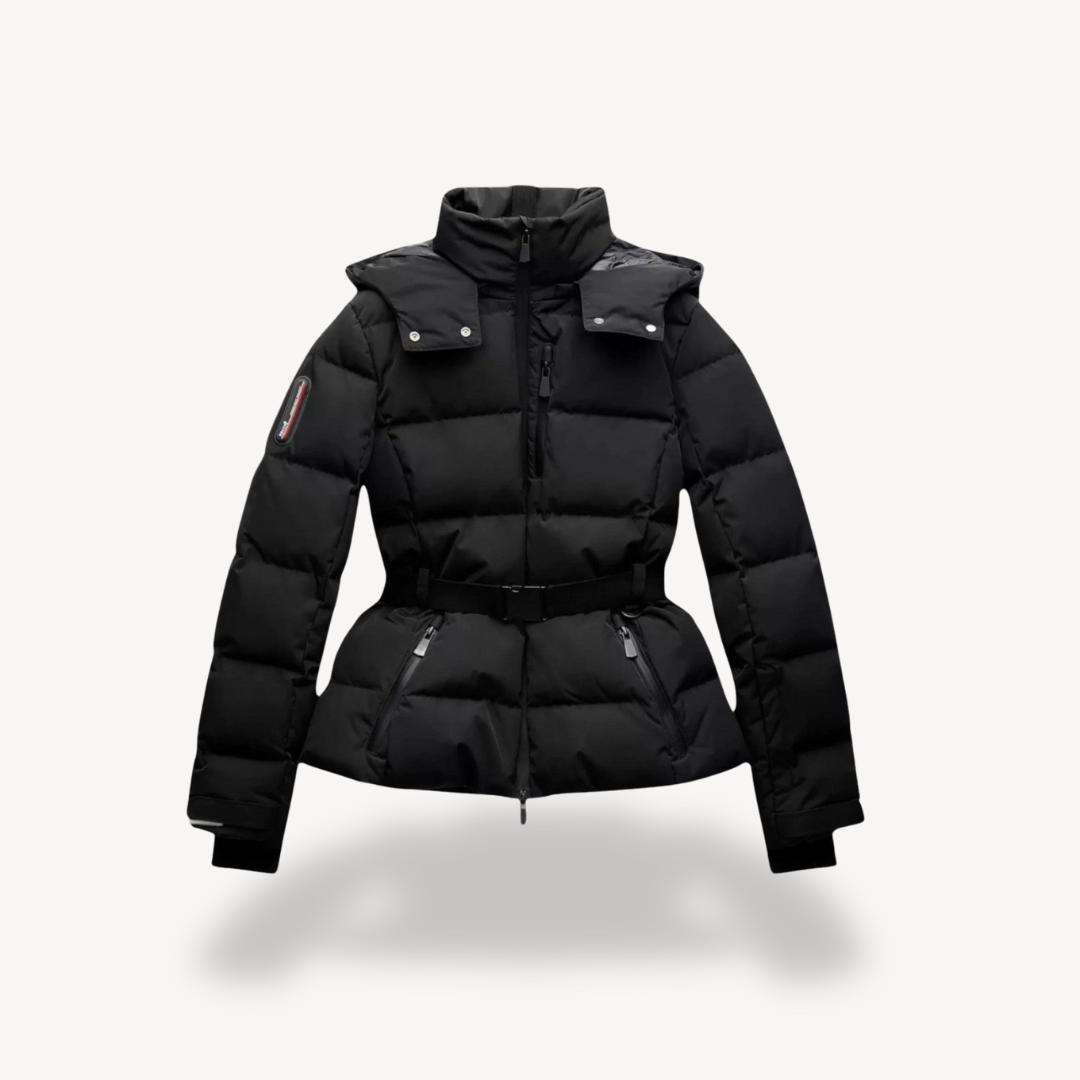 Women’s Black Puffer Jacket | Belted Winter Coat | Water-Resistant Outerwear | Insulated Warmth