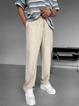 Men’s Pleated Chino Trousers | Straight-Leg Fit | Adjustable Drawstring Waist | Casual Everyday Pants