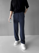 Men’s Pleated Chino Trousers | Straight-Leg Fit | Adjustable Drawstring Waist | Casual Everyday Pants