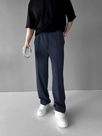 Men’s Pleated Chino Trousers | Straight-Leg Fit | Adjustable Drawstring Waist | Casual Everyday Pants