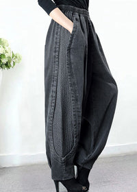 Women’s Plus Size Grey Jeans in Patchwork Harem Fit | Loose Wide Leg Denim Trousers