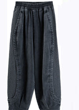 Women’s Plus Size Grey Jeans in Patchwork Harem Fit | Loose Wide Leg Denim Trousers