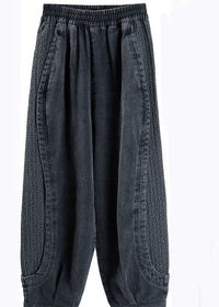 Women’s Plus Size Grey Jeans in Patchwork Harem Fit | Loose Wide Leg Denim Trousers