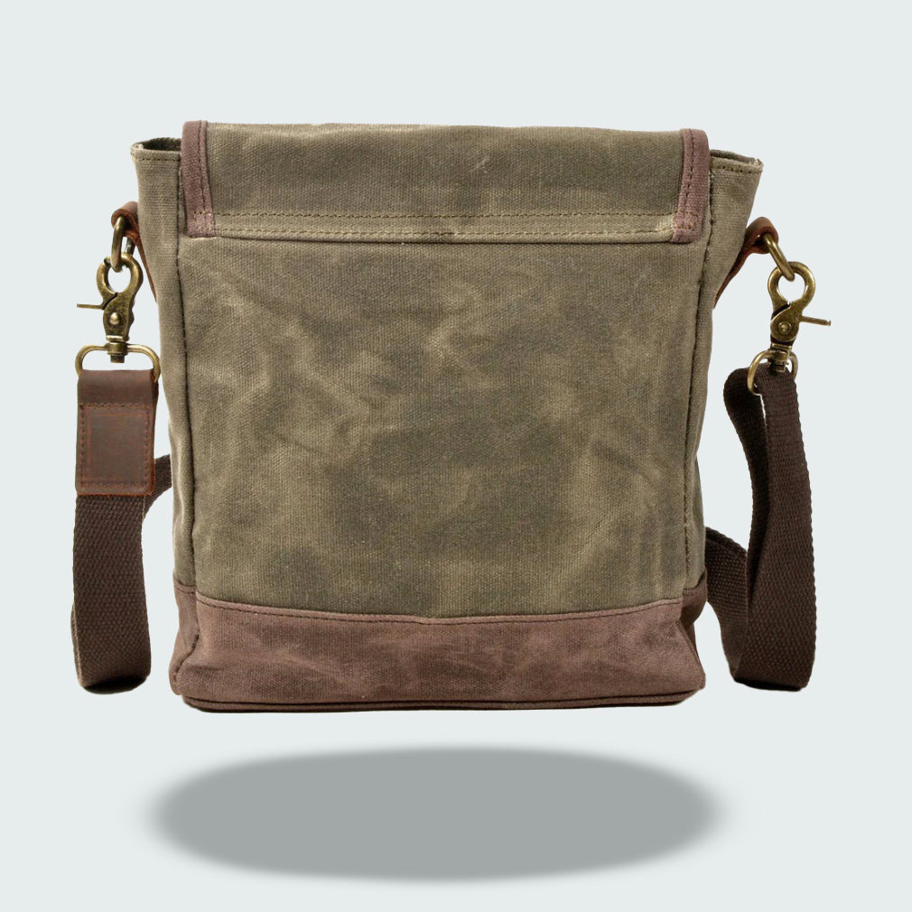 Waxed Canvas Crossbody Bag | Vintage Travel Style | Compact Everyday Carry