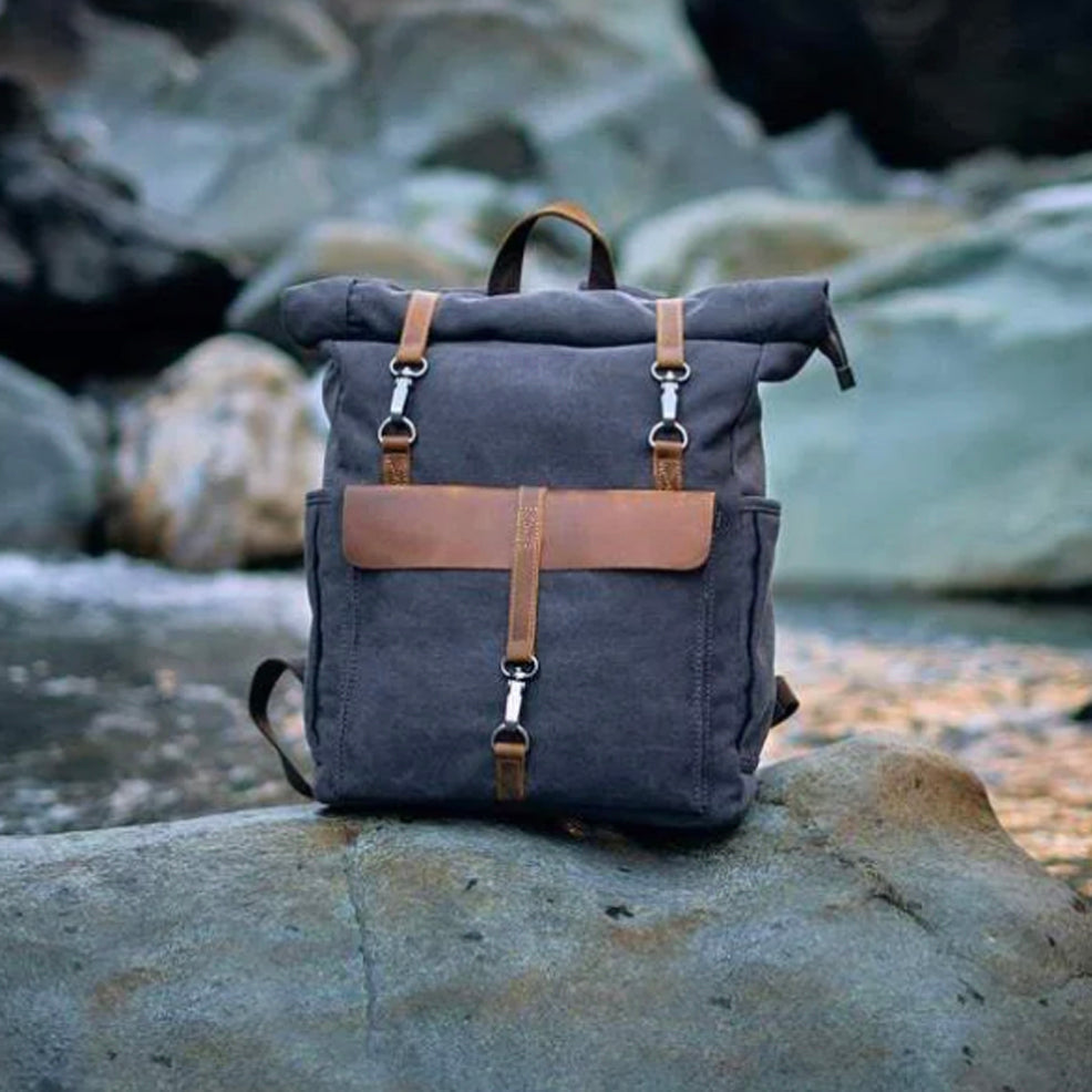 Vintage Roll Top Backpack | Rugged Everyday Bag | Durable Travel Companion
