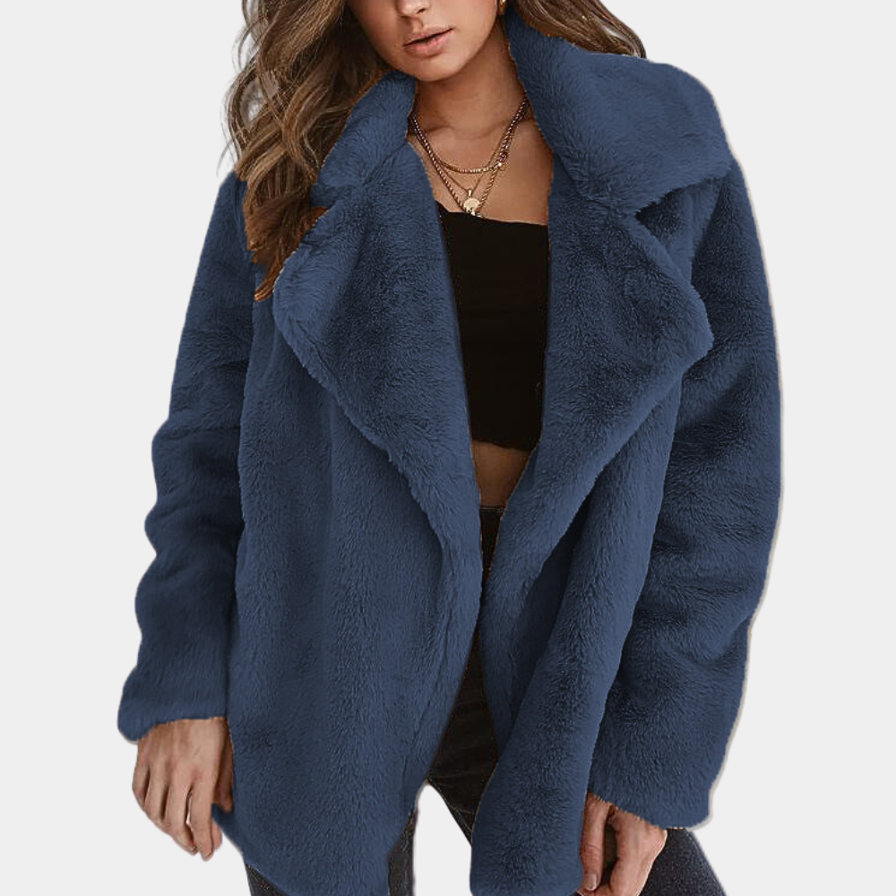 Women’s Winter Coat with Lapel Collar | Elegant Long Overcoat for Cold Days