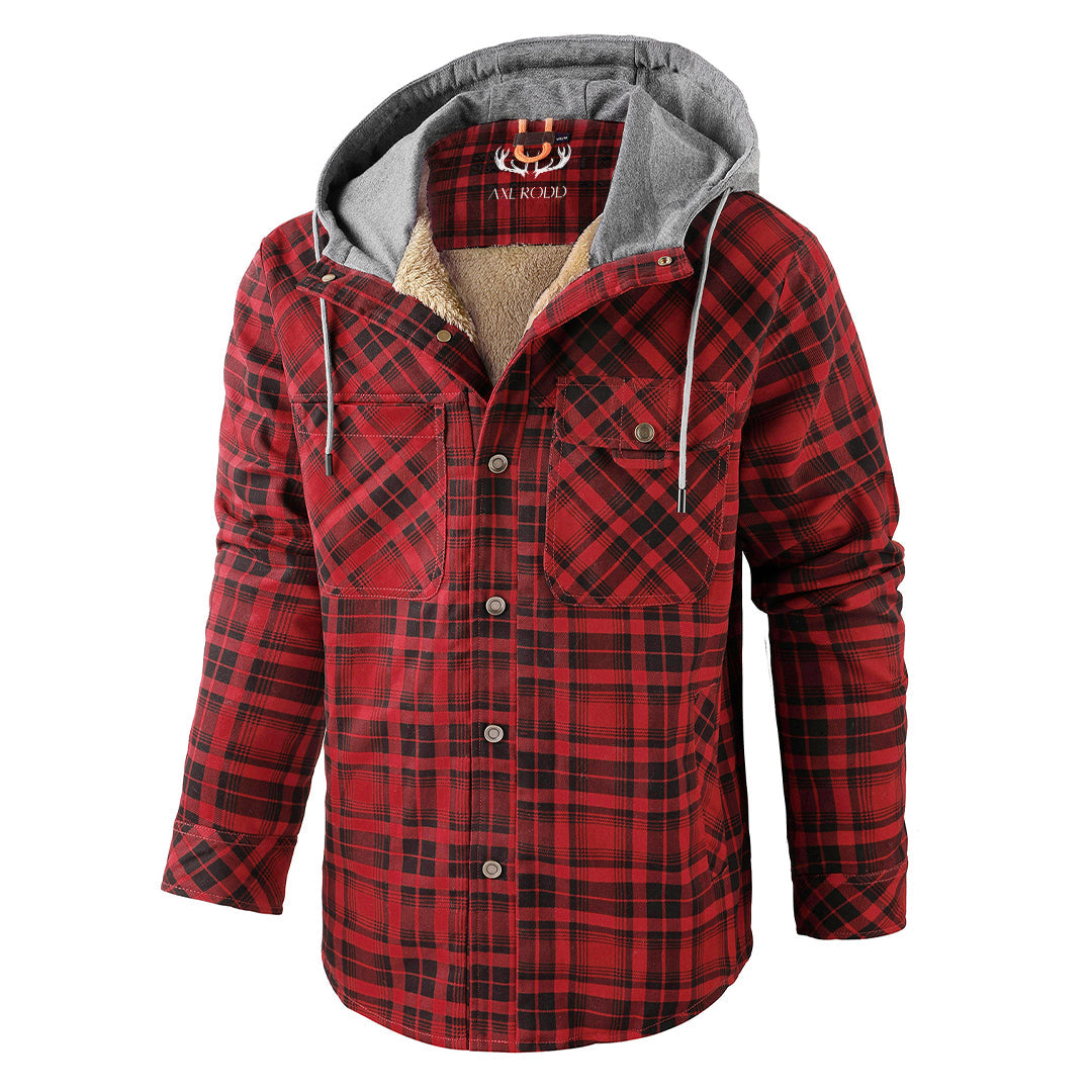 Men’s Lumberjack Hoodie Jacket in Winter Check Style | Warm Casual Coat