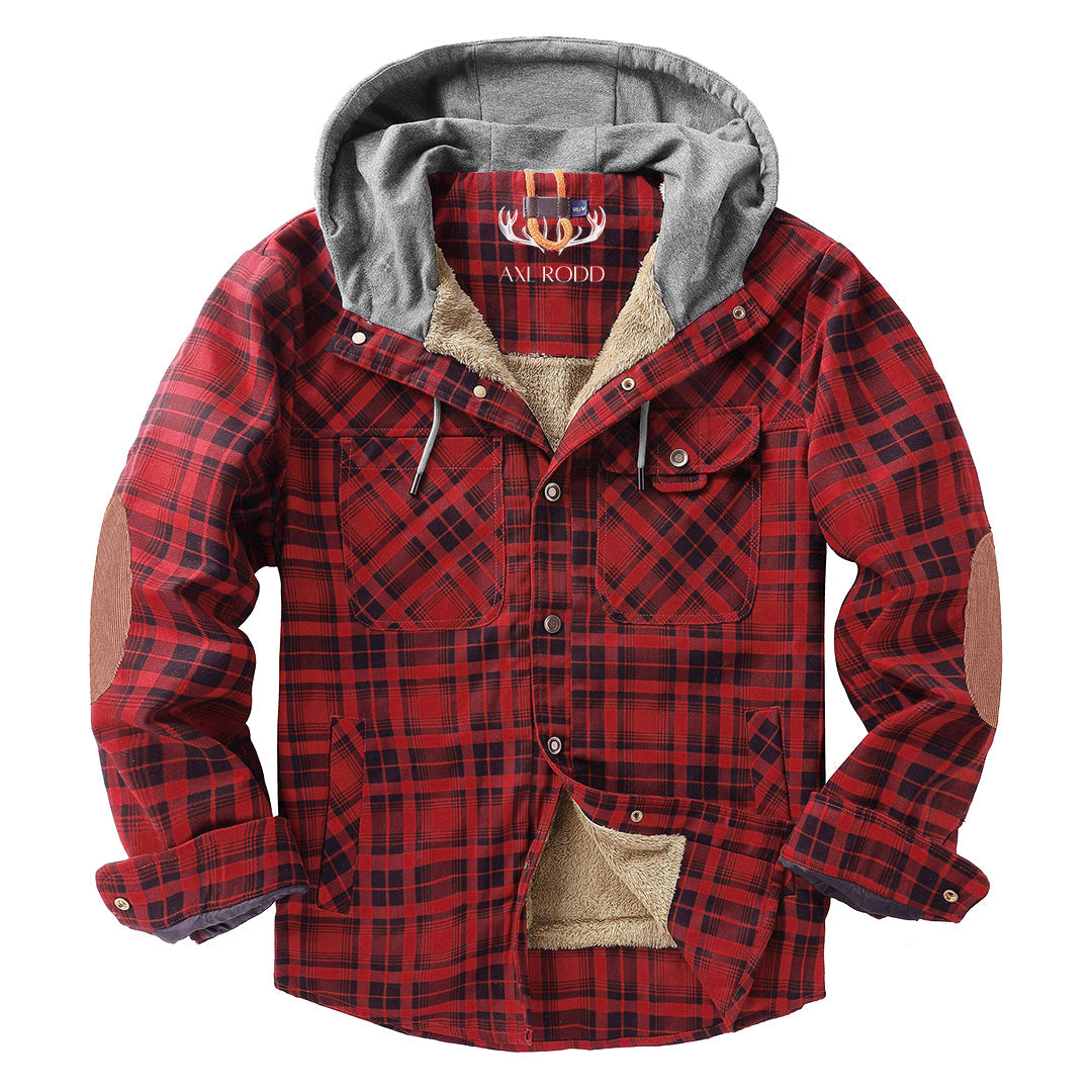 Men’s Lumberjack Hoodie Jacket in Winter Check Style | Warm Casual Coat