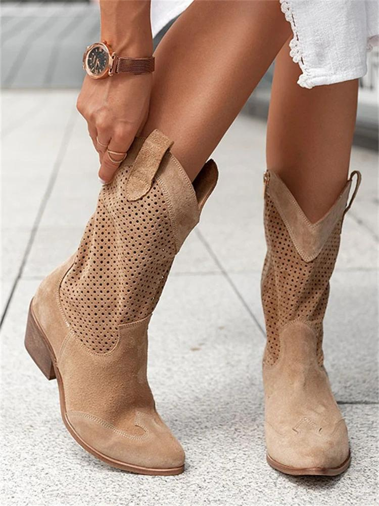 Cowboy Boots for Women | White Western Style | Block Heel