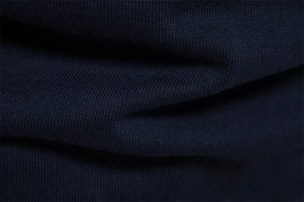 Men’s Striped Quarter Zip Jumper | High Collar Sweater | Slim Fit Knit | Autumn Layer