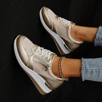 Women’s Metallic Trainers | Lace Up | Zip Detail