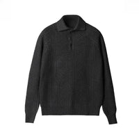 Men’s Patterned Knit Sweater | Long Sleeve Polo Style | Slim Fit Pullover | Autumn Smart Casual Layer