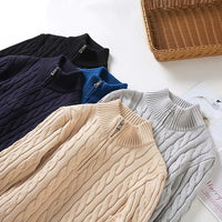 Men’s Half Zip Sweater | Quarter Zip Jumper | Ribbed Hem | Smart Knitwear