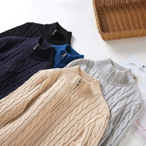 Men’s Half Zip Sweater | Quarter Zip Jumper | Ribbed Hem | Smart Knitwear