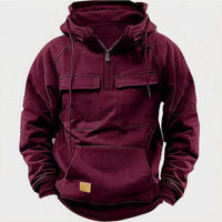 Men’s Tactical Hoodie Pullover with Half Zip | Warm Casual Winter Sweatshirt