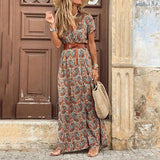 Bohemian Maxi Dress | Vintage Print | High Slit Style