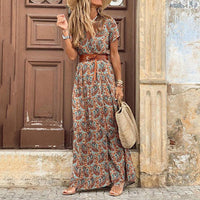Bohemian Maxi Dress | Vintage Print | High Slit Style