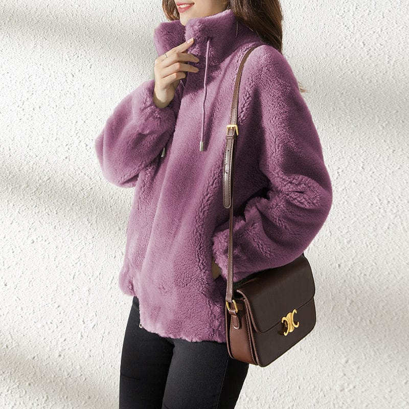 Women’s Fleece Winter Jacket with High Collar | Warm Everyday Coat