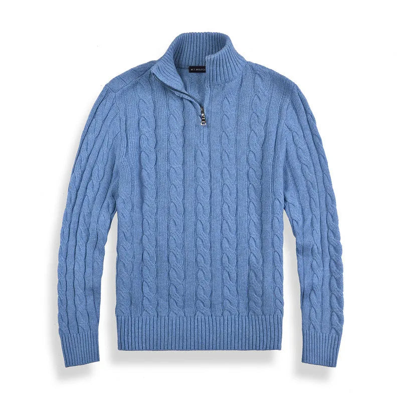 Men’s Half Zip Sweater | Quarter Zip Jumper | Ribbed Hem | Smart Knitwear
