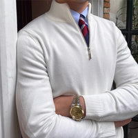 Men’s Half Zip Jumper | Smart Knitwear | Lightweight Layer | High Collar Sweater