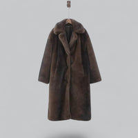 Women’s Long Faux Fur Trench Coat | Relaxed Fit | Elegant Dark Brown | Plush and Warm | Winter Statement Style
