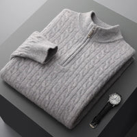 Quarter Zip Cable Knit Sweater | Slim Fit | Warm Autumn Layer | Men's Jumper
