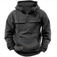 Men’s Tactical Hoodie Pullover with Half Zip | Warm Casual Winter Sweatshirt