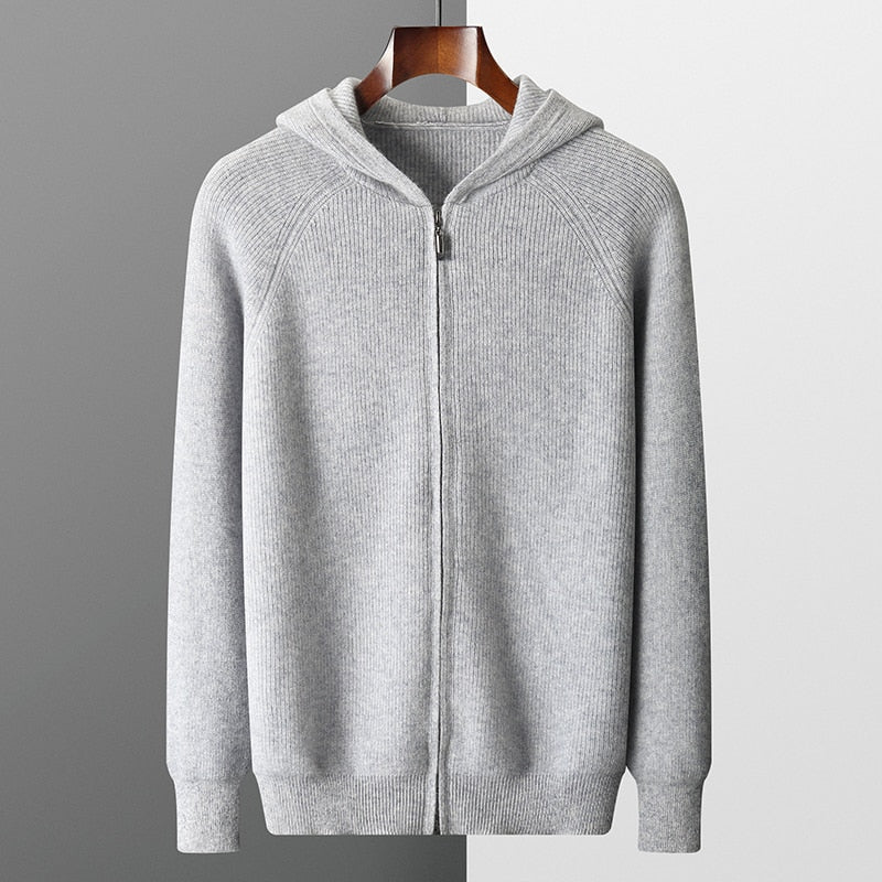 Men’s Knitted Hoodie | Zip-Up Sweater | Soft Hooded Knit | Autumn Layering Piece