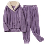 Women’s Fleece Pyjama Set with Long Sleeves | Warm Winter Nightwear