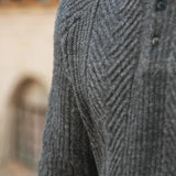 Men’s Patterned Knit Sweater | Long Sleeve Polo Style | Slim Fit Pullover | Autumn Smart Casual Layer