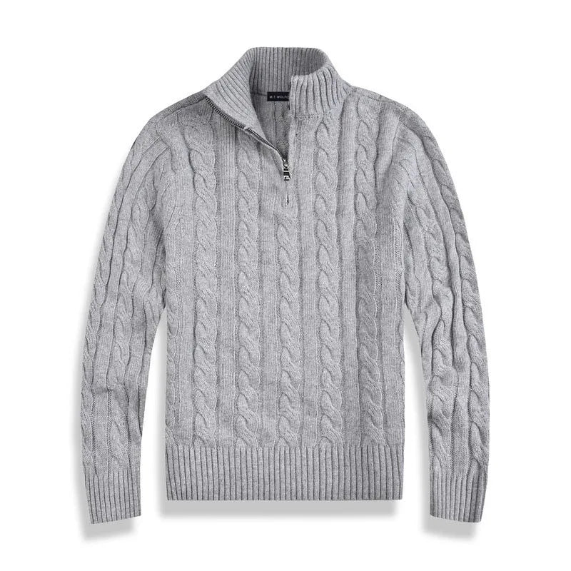 Men’s Half Zip Sweater | Quarter Zip Jumper | Ribbed Hem | Smart Knitwear