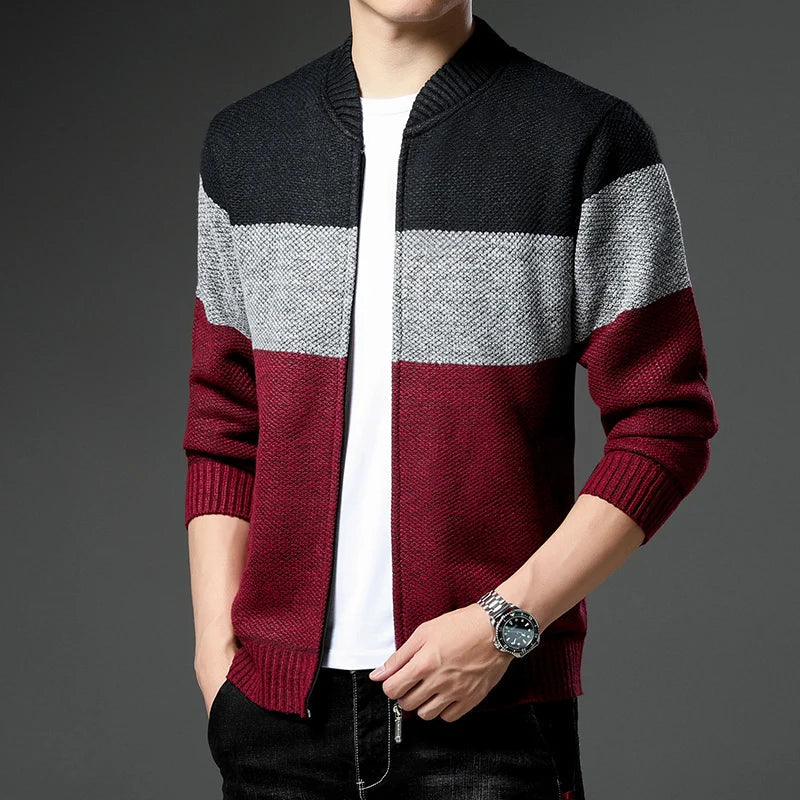 Men’s Cardigan with Zip Front Knit Design | Warm Autumn Winter Sweater