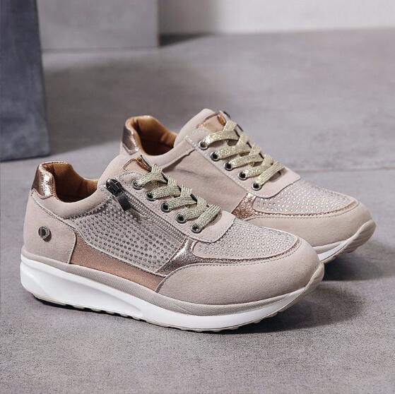 Women’s Casual Sneakers | Metallic Accent | Side Zip | Platform Sole