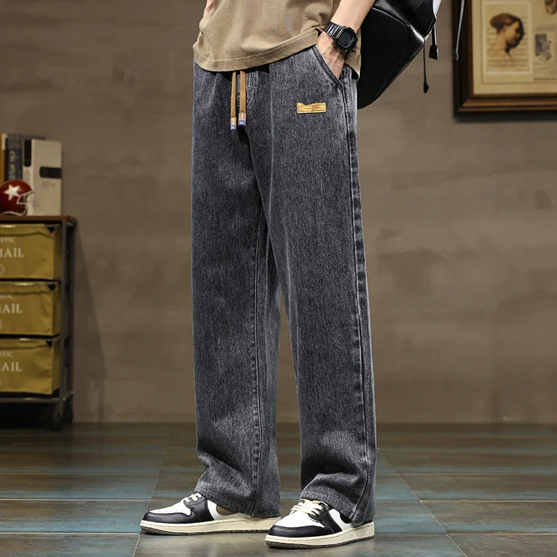 Men’s Drawstring Wide Leg Jeans | Relaxed Fit | Street Style